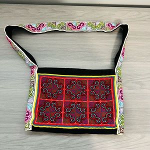 Handmade Needle Point Purse, Handbag, Zipper Closure, Colorful, Boho